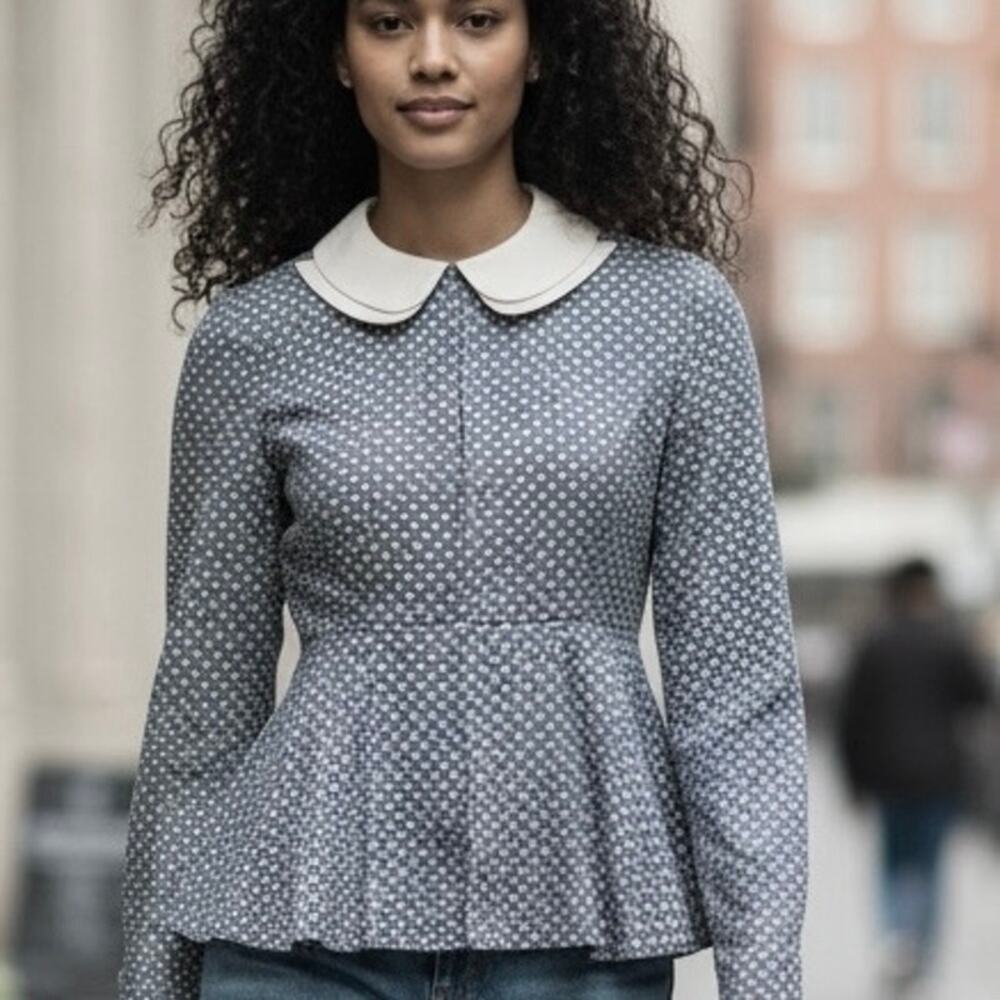 Topshop Blouse Peplum Peter Pan Collar size 4